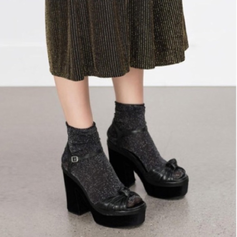 ZARA 100% LEATHER WEDGE PLATFORM BRAND NEW WITH TAGS